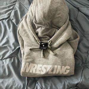 Large Nike Wrestling Hoodie Light Gray